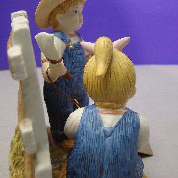 HOMCO Denim Days Figurine #15353-01 Whitewashing the Fence 2001 Home Interiors - Picture 12 of 16